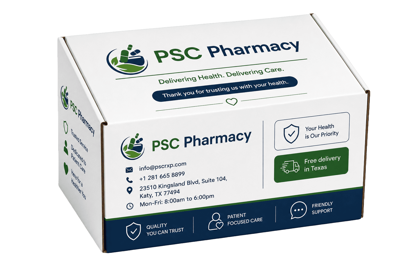 PSC Pharmacy special packaging box